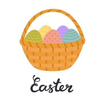 Basket egg easter celebration Stock Illustration