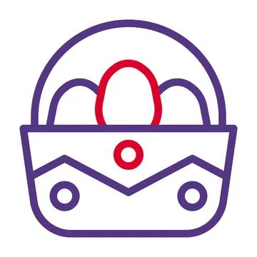 Basket egg icon duocolor red purple colour easter symbol illustration. 스톡 일러스트