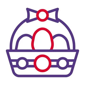 Basket egg icon duocolor red purple colour easter symbol illustration. 스톡 일러스트