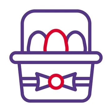 Basket egg icon duocolor red purple colour easter symbol illustration. Stock Illustration