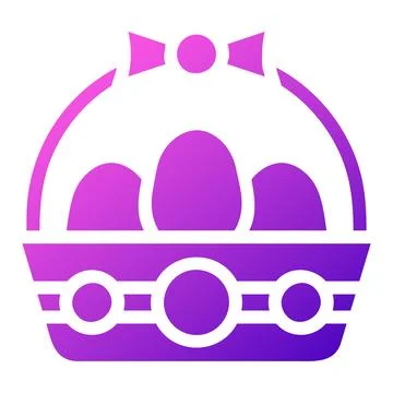 Basket egg icon solid gradient purple pink colour easter symbol illustration. Illustrazione stock