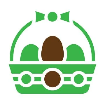 Basket egg icon solid green brown colour easter symbol illustration. Illustrazione stock