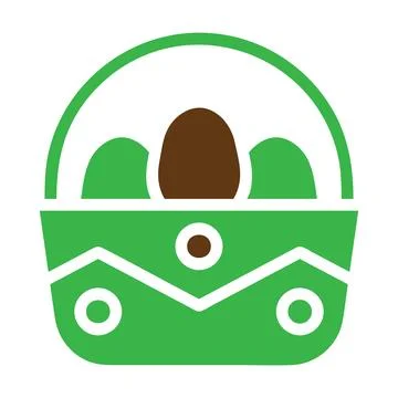 Basket egg icon solid green brown colour easter symbol illustration. Stock Illustration