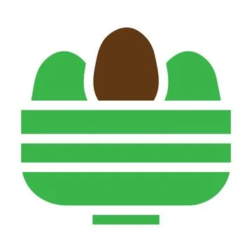 Basket egg icon solid green brown colour easter symbol illustration. Illustrazione stock