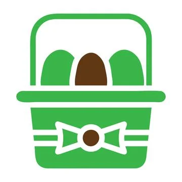 Basket egg icon solid green brown colour easter symbol illustration. Illustrazione stock