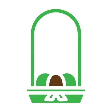 Basket egg icon solid green brown colour easter symbol illustration. Illustrazione stock