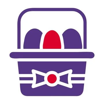 Basket egg icon solid red purple style easter illustration vector element a.. イラスト素材