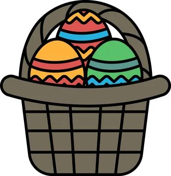 A basket of eggs with a basket handle Illustrazione stock