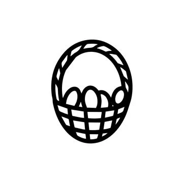 A basket of eggs. Easter basket.Design for Easter Stock Illustration