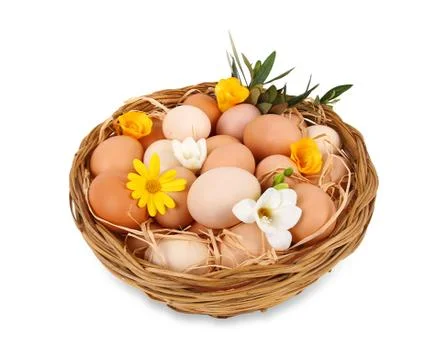 Basket of eggs Stock Photos