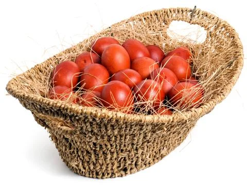 Basket with eggs Stock Photos
