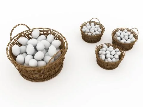 Basket with eggs Stock Photos