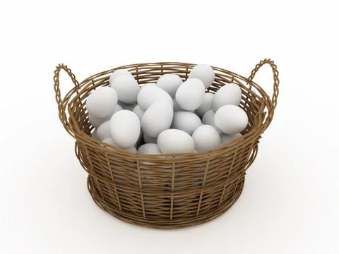 Basket with eggs Stock Photos