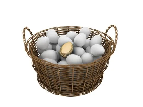 Basket with eggs Stock Photos