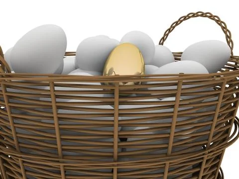 Basket with eggs Stock Photos