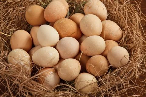 Basket with eggs Foto stock