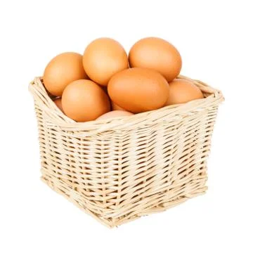Basket With Eggs Stock Photos