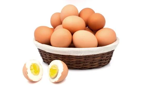 Basket of eggs Stock Photos