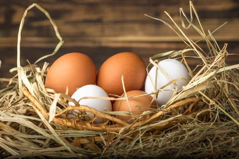 Basket of eggs Stock Photos
