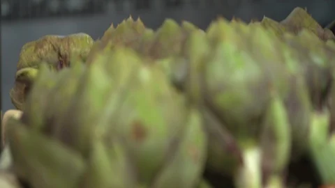Basket filled with artichokes Stock Footage 85857886