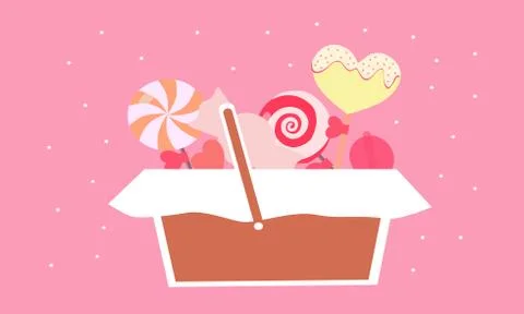 A basket filled with sweets, vector graphics Stock Illustration