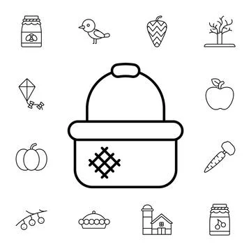 Basket flat vector icon in autumn pack Stock Illustration