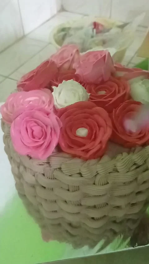 Basket flower cake - p2 Stock Footage 239576471
