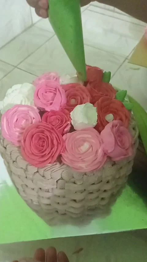 Basket flower cake - p3 Stock Footage 239577470