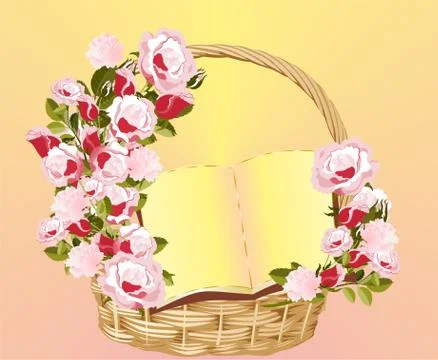 Basket with flowers Stock Illustration