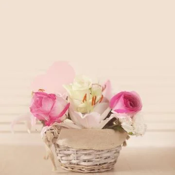 Basket of flowers Stock Photos