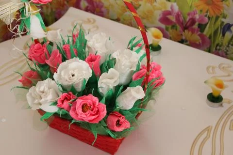 Basket of flowers Stock Photos