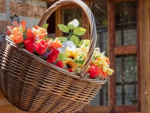 Basket of flowers Stock Photos