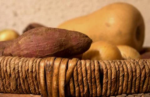 Basket with food Stock Photos