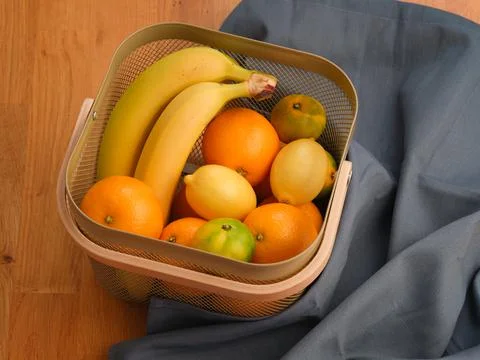 A basket of fresh fruit Stock Photos