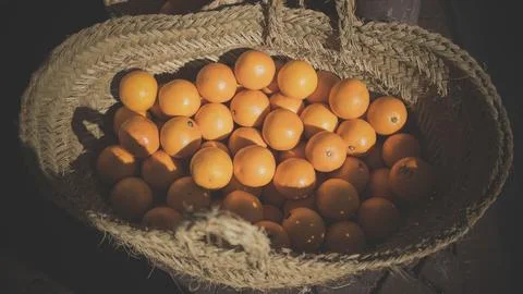 Basket of fresh oranges 스톡 사진