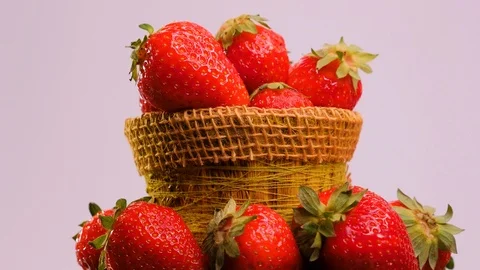 Basket with fresh strawberries. Close up. Rotating. Stock Footage 101583815