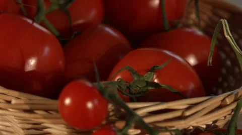 Basket Of Fresh Vine Tomatoes In Kitchen Stock Footage 62463253