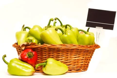 Basket full of capsicum. Fotos de archivo