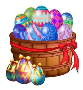 A basket full of easter eggs Ilustración de archivo