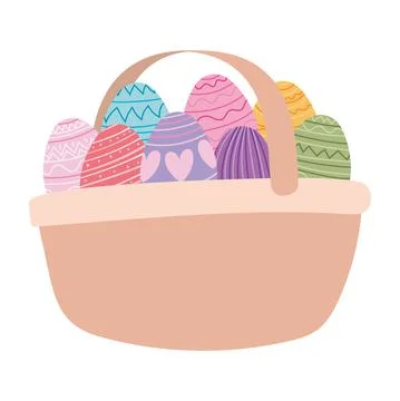 Basket full of easter eggs Stock Illustration