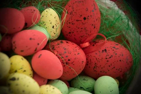 Basket full of Easter Eggs Stock Photos