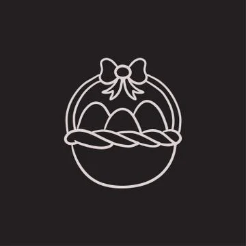 Basket full of easter eggs sketch icon Illustrazione stock