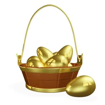 Basket full of gold eggs Illustrazione stock