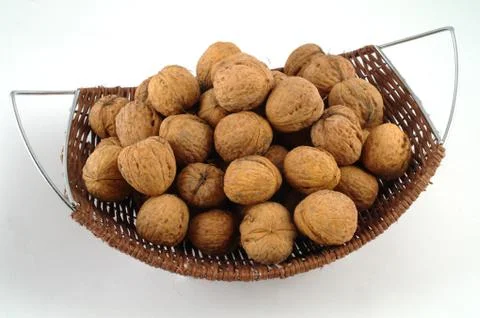 Basket full of nuts Stock Photos