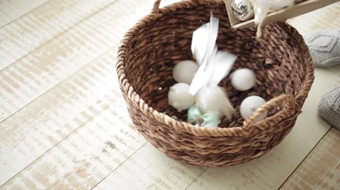 A Basket Full of Silver Balls Stock Footage 54290611