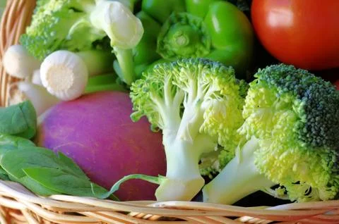 Basket full of vegetables Stock Photos