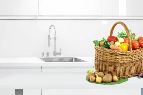 Basket full of vegetables Stock Photos