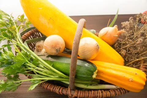 Basket full of vegetables Stock Photos