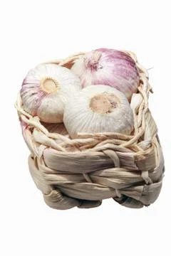 Basket of Garlic Stock Photos