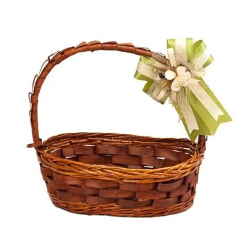 Basket with gift bow Stock Photos